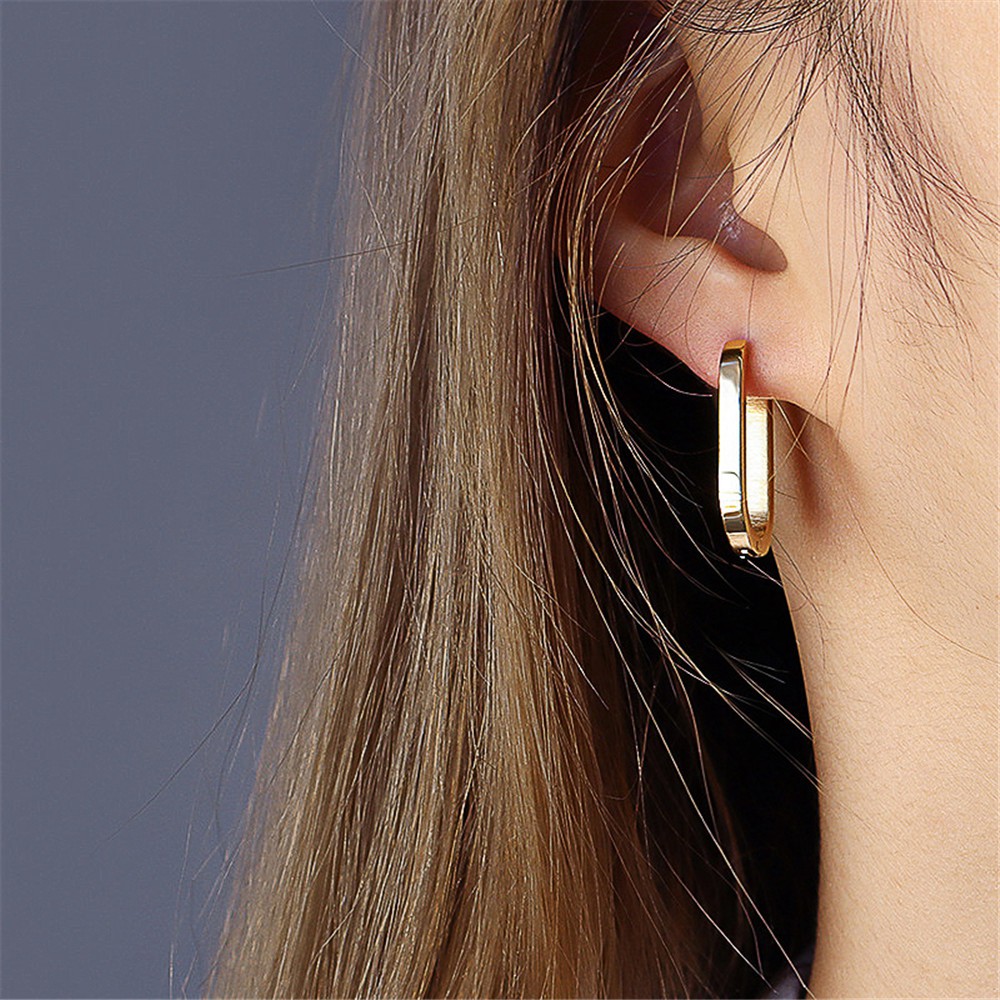 Hoa Tai Mạ Vàng Thiết Kế Hình Học Phong Cách Hàn Quốc