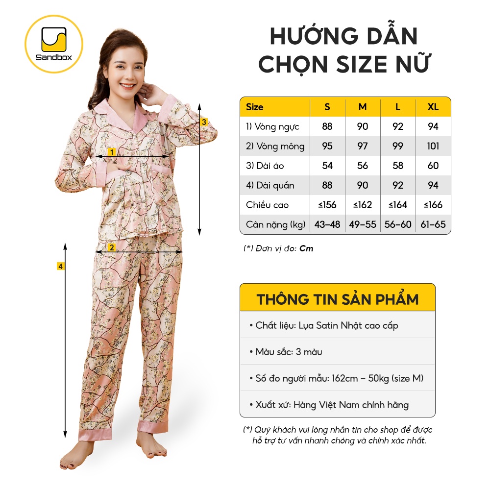 Bộ Pijama Nữ SANDBOX Dài Tay, Quần Dài Chất Lụa Nhật Cao Cấp Mềm Mịn, Họa Tiết Thiết Kế Phối Màu (BPD21002)