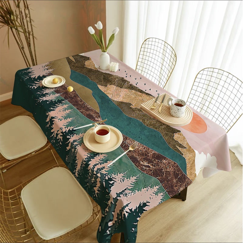 Phong Cách Bắc âu Khăn Trải Bàn Hình Chữ Nhật Sơn Mô Hình Núi Khăn Trải Bàn ánh Sáng Nhà Sang Trọng Khăn Trải Bàn Phòng Khách Cà Phê Khăn Trải Bàn