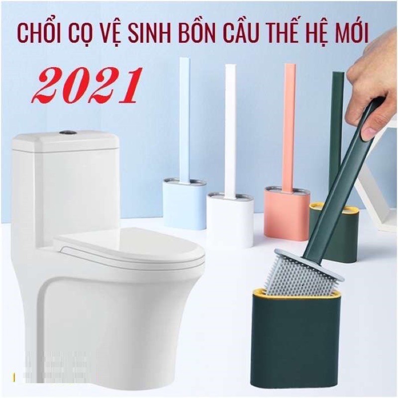 GIÁ SỈ - Chổi cọ nhà vệ sinh, bộ cọ toilet bồn cầu bằng silicon có gí đựng dán tường thế hệ mới