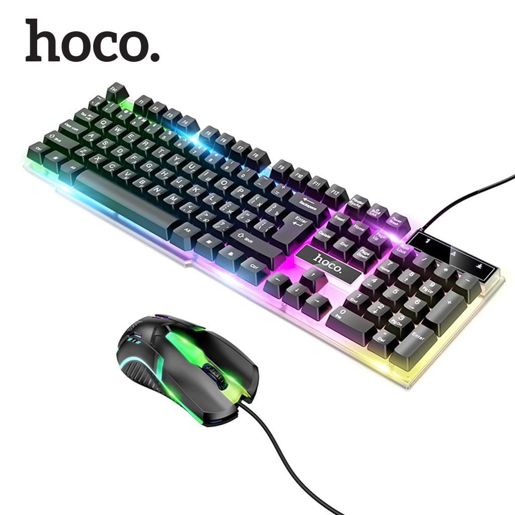 Bộ Bàn Phím Và Chuột Gaming Hoco GM11 / GM12 / GM13 Chơi Game Có Dây - Có Đèn Nền LED RGB Tùy Chỉnh Chế Độ Đèn