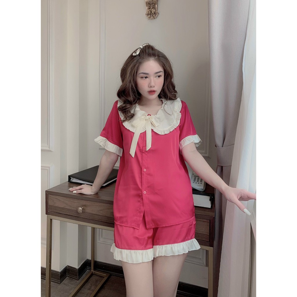 ĐỒ BỘ Pijama LỤA- BỘ  LỤA TRƠN NGẮN  BÈO CỔ | BigBuy360 - bigbuy360.vn