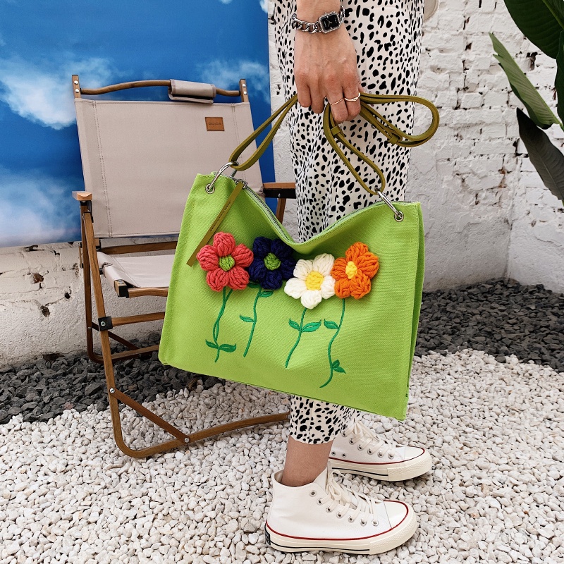 Túi Tote Đeo Vai Bằng Vải Bạt Sức Chứa Lớn 2022 Mới Mùa Hè Cho Nữ Sinh