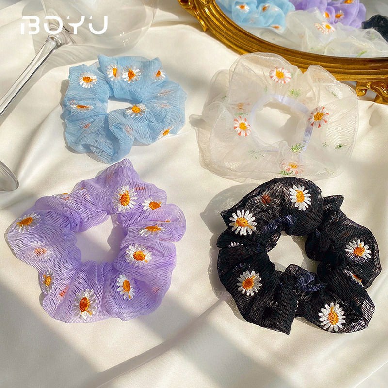 ☀️Buộc Tóc Vải Họa Tiết Hoa Cúc ☀️