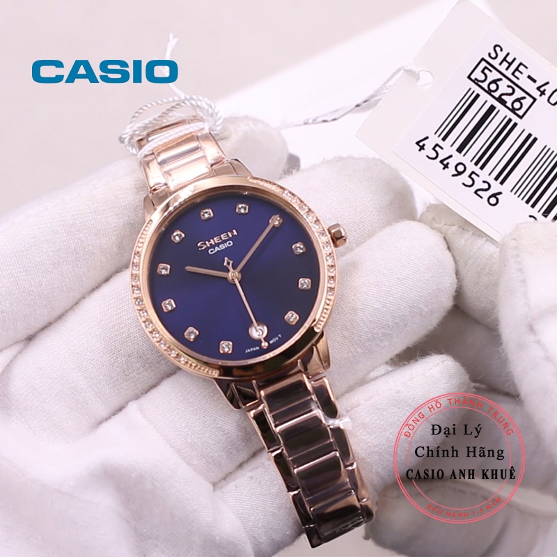 Đồng Hồ Casio Nữ Sheen SHE-4056PG-2AUDF đính pha lê cao cấp