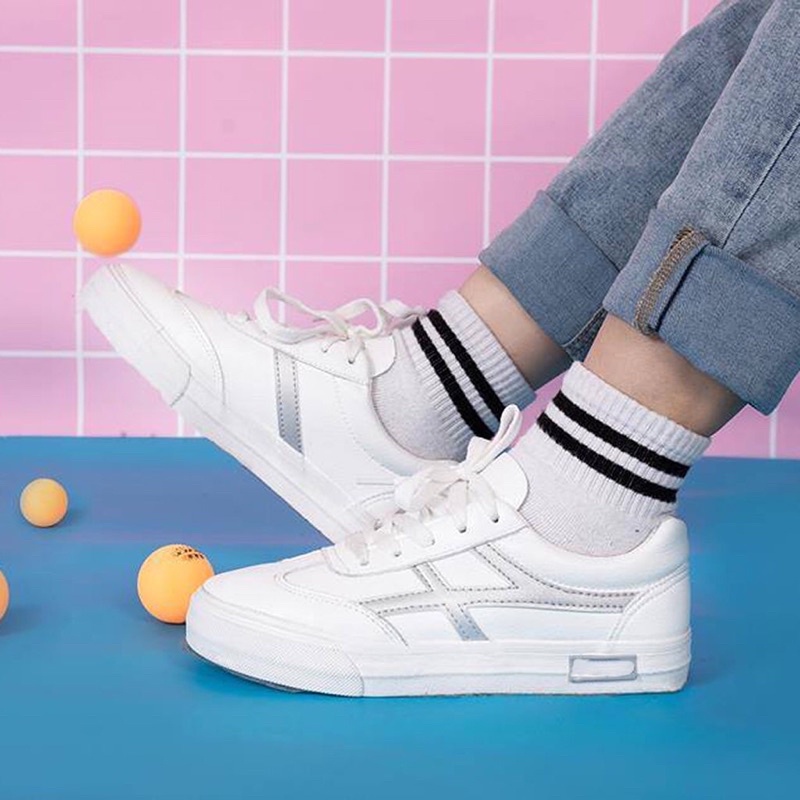 TẤT VỚ CỔ NGẮN 2 SỌC UNISEX NAM NỮ PHONG CÁCH HÀN MÃ T52