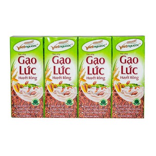 Sữa gạo lứt uống liền Vietngucoc lốc 4 hộp gạo lứt huyết rồng 180ml