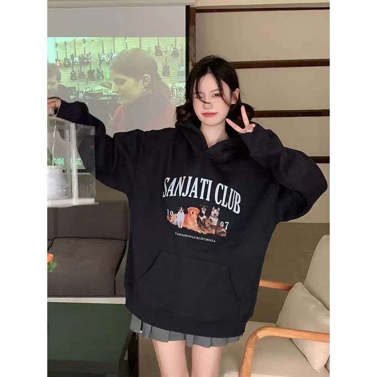 NRVP Áo Hoodie Tay Dài Oversize In Họa Tiết Phong Cách Hàn Quốc Kiểu Mới Cho Nam / Nữ