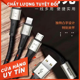 Cáp sạc và truyền dữ liệu baseus caring touch selection 3 in 1 cable ( usb type a to usb type c/ micro usb/ lightning