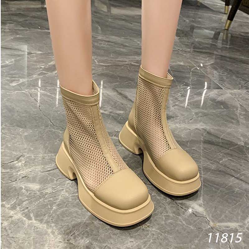 Giày bốt Martin da PU lưới phong cách La Mã nữ 11814