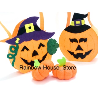 Sét quả bí đỏ và túi đựng kẹo halloween bằng vải nỉ