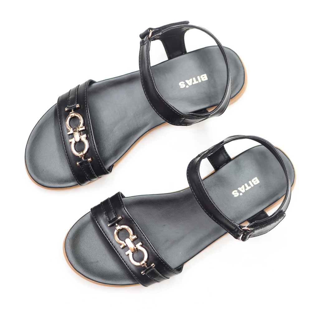 GIÀY SANDAL QUAI HẬU ĐẾ BẰNG QUAI NGANG NỮ BITA'S SYN.257 (ĐEN + HỒNG) - BITAS