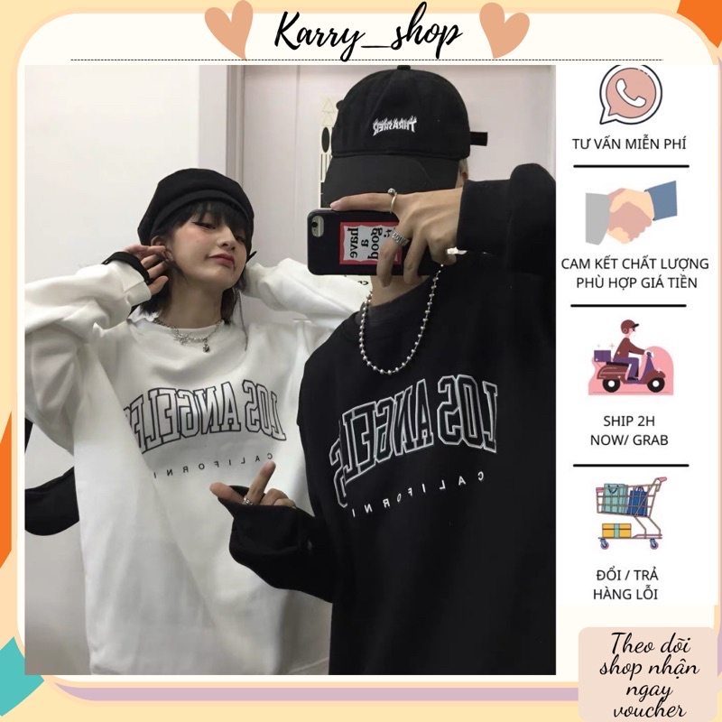 Áo Sweater nỉ da cá nam nữ tay bồng in hình chữ bassi, áo nỉ dài tay phong các Hàn Quốc