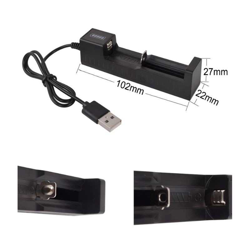 Bộ Sạc Pin lion 3.7v 1 cell , cáp USB cho pin sạc 18650 26650 14500