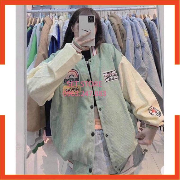 Áo khoác BOMBER nhung Nam,Nữ ,3 màu Đen,Hồng,Xanh DH12