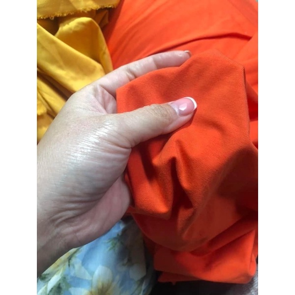 1mét vải cotton thun màu cam tươi lên đồ rất sáng da ạ [Siêu Thị SV]