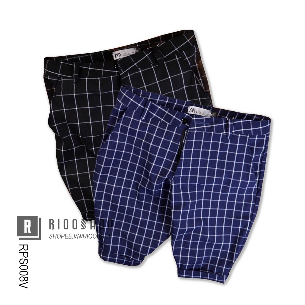 ﹍□Quần short nam đẹp tây âu họa tiết caro cao cấp RPS008 - ngắn Riooshop
