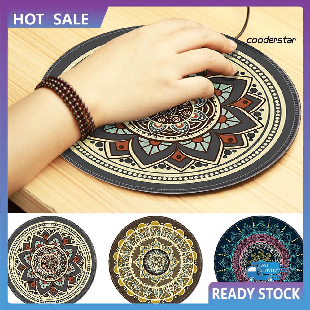 Tấm lót chuột máy tính hình tròn 3D chống trượt phong cách bohemian