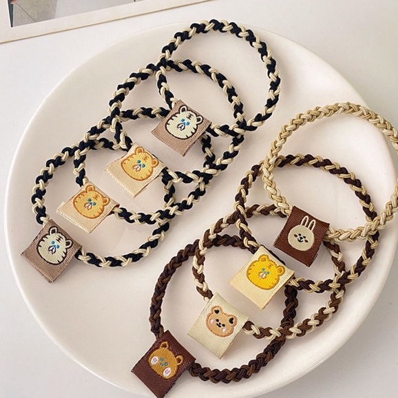 Set 4 Dây Buộc Tóc Cao Su Màu Nâu Đơn Giản Không Đau Dành Cho Nữ