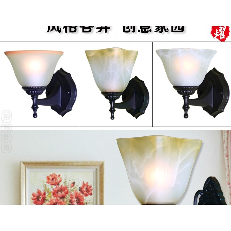 Đèn Led Gắn Tường Bằng Kính Màu Đen 110-220v Phong Cách Châu Âu Retro