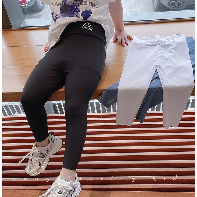 [Hàng Có Sẵn] Quần Legging Dài Đến Mắt Cá Chân Bằng Cotton Màu Trơn In Hình Búp Bê Cá Mập Phong Cách Phương Tây Thời Trang Mùa Thu Cho Bé Gái