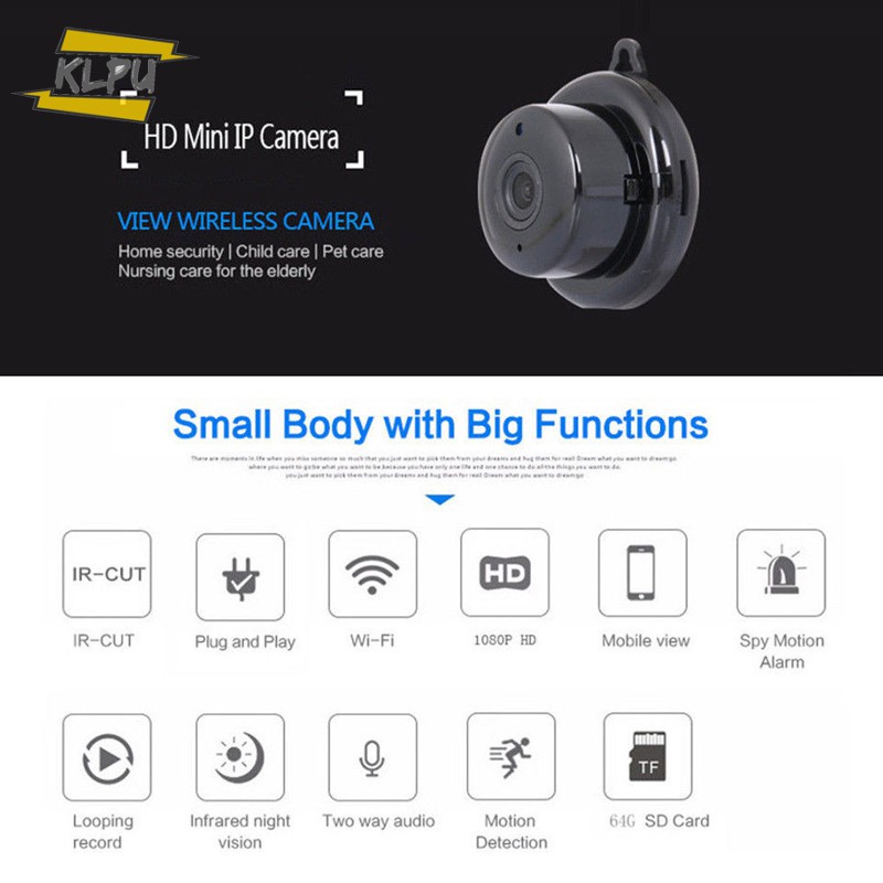 COD# Mini Wireless WIFI IP Camera HD 1080P Night Vision Smart Home Security Camera