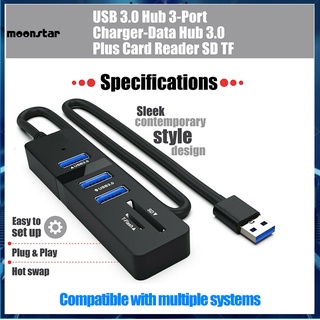 Bộ chia 3 cổng usb 3.0 kèm đầu đọc thẻ nhớ tf/sd cho máy tính