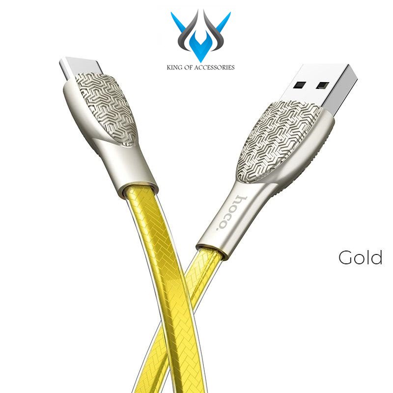 Cáp sạc nhanh và truyền dữ liệu Hoco U52 Bright cổng Type-C 2.4A dài 1.2M (3 màu)