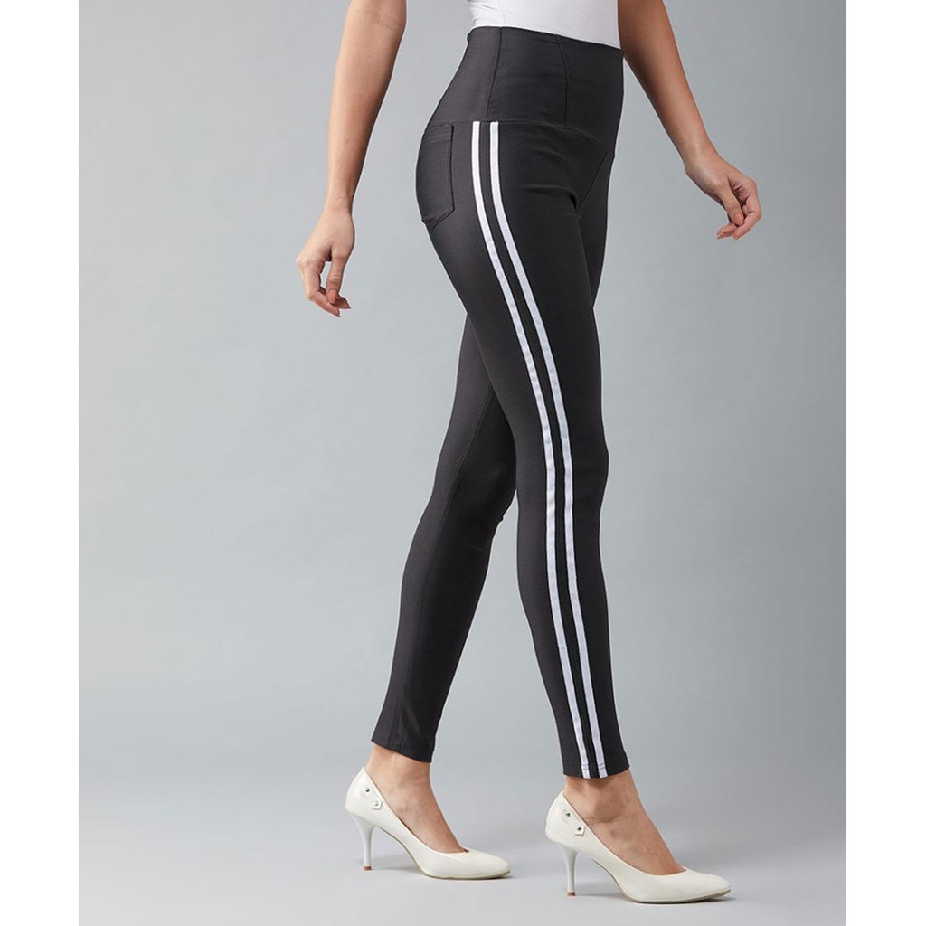 Quần Legging Nữ Bosimaz MS233 dài túi sau màu xám sọc trắng cao cấp, thun co giãn 4 chiều, vải đẹp dày, thoáng mát.
