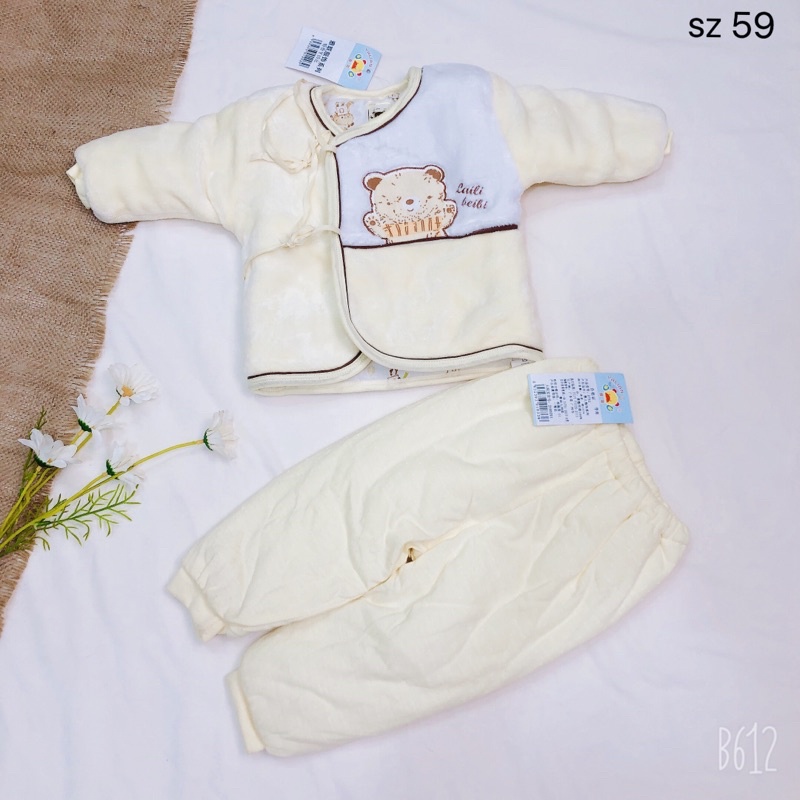 Bộ trần bông dày ấm cho bé sz 59(3-6M) from to