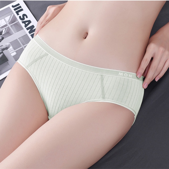 Quần lót nữ cotton gân tăm trơn BRALUNE , quần chíp nữ kháng khuẩn nhiều màu mã 102