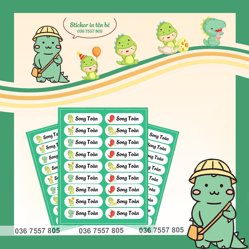 Sticker Dán In Tên Bé - dán dụng cụ đồ dùng học tập cho học sinh - in tên bé theo yêu cầu - giá rẻ nhất năm 2021