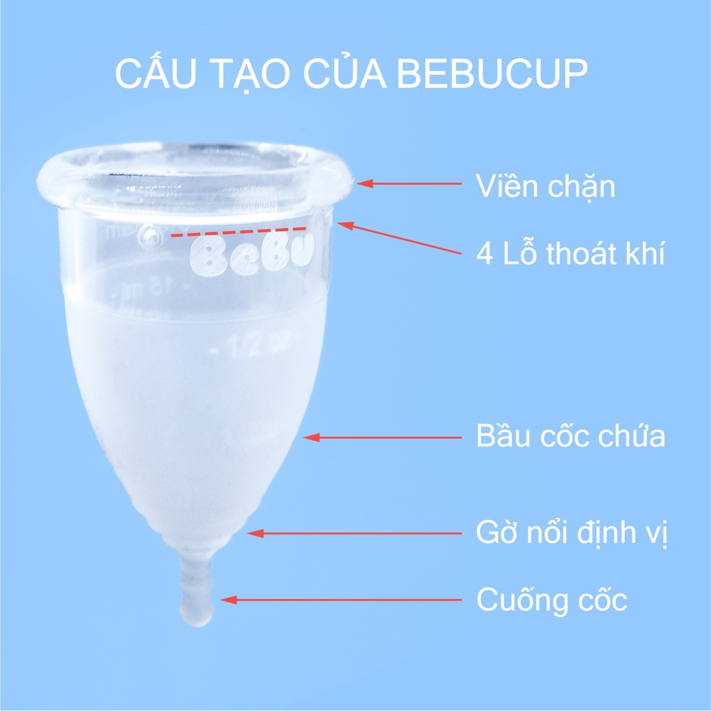 Combo 2 cốc nguyệt san bebucup chính hãng,100% silicol y tế siêu mềm - ảnh sản phẩm 5