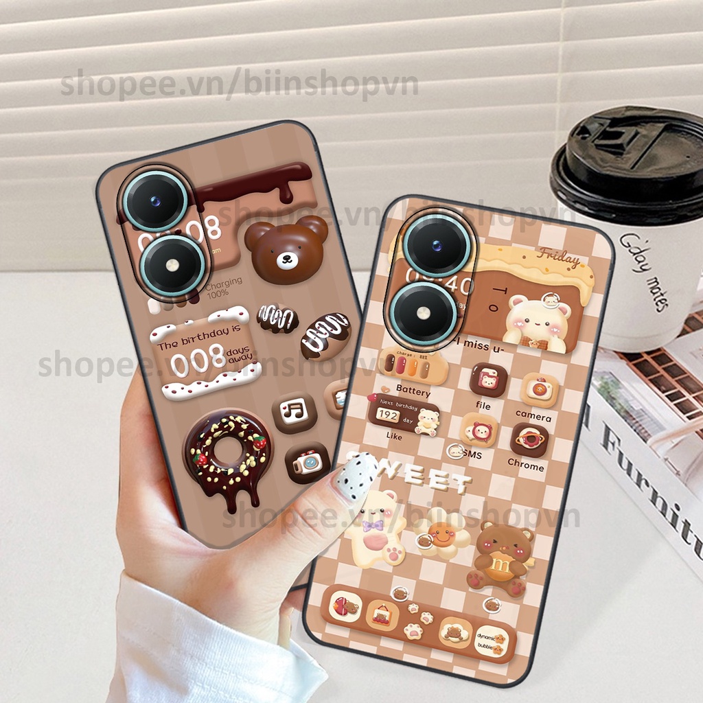 Ốp Vivo Y02s in hình gấu chocolate kẹo ngọt siêu đẹp siêu xinh