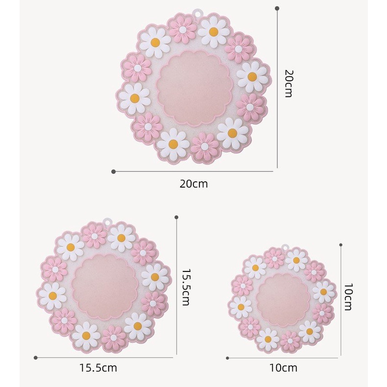 Miếng lót ly cốc/lót nồi bằng silicon cách nhiệt, chống thấm nước, chống trượt hình hoa cúc dễ thương