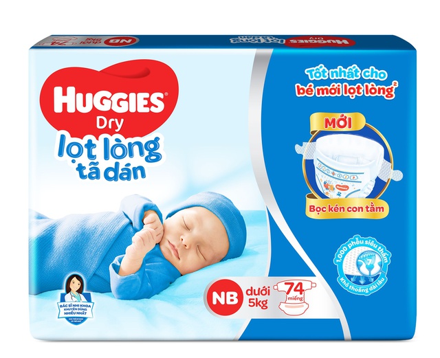 [Mã MKBHUGHOT giảm 12% đơn 400K] Tã dán sơ sinh Huggies NB74 (dưới 5kg) - Gói 74 miếng