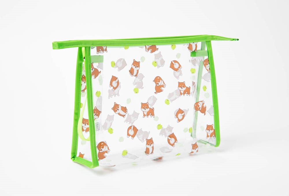 Túi ARTBOX Hàn Quốc PVC Trong Suốt Họa Tiết Shiba Và Táo Xanh