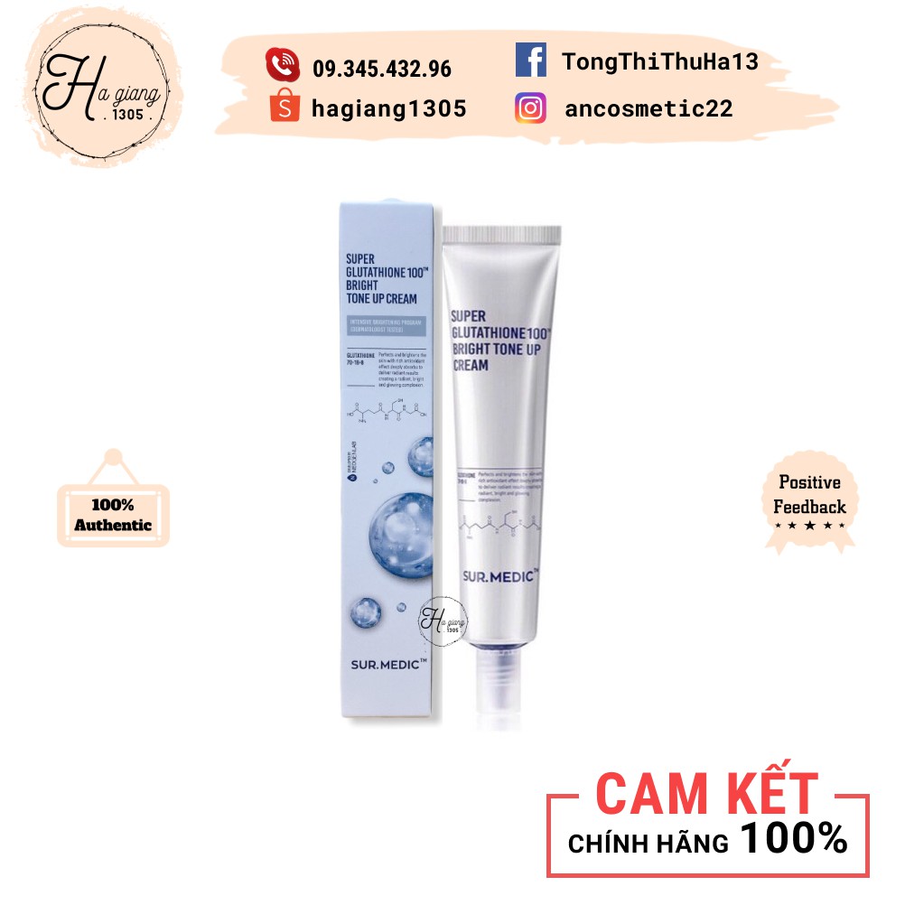 Kem Dưỡng Trắng Da Sur.Medic Super Glutathione 100 Bright Tone Up Cream