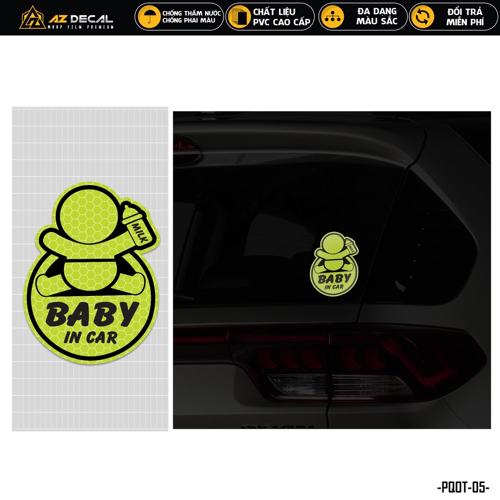 Tem Phản Quang Ô Tô Baby In Car | PQOT-05 | Decal Dán Kính Sau Kính Lái Cửa Sau Cửa Trước Xe Hơi Oto Taxi ...