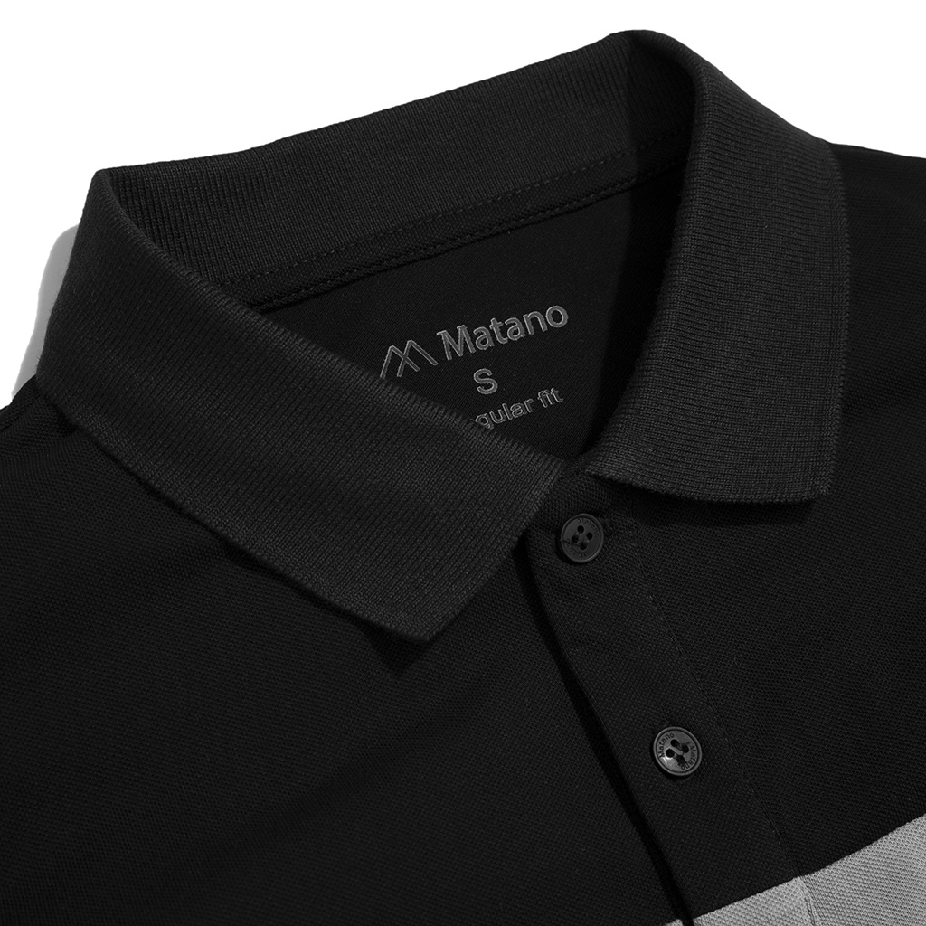 Áo thun polo nam đen có cổ đẹp MATANO - Áo phông polo nam cổ trụ vải cá sấu cotton hàng hiệu phối màu lịch lãm PO042 | BigBuy360 - bigbuy360.vn