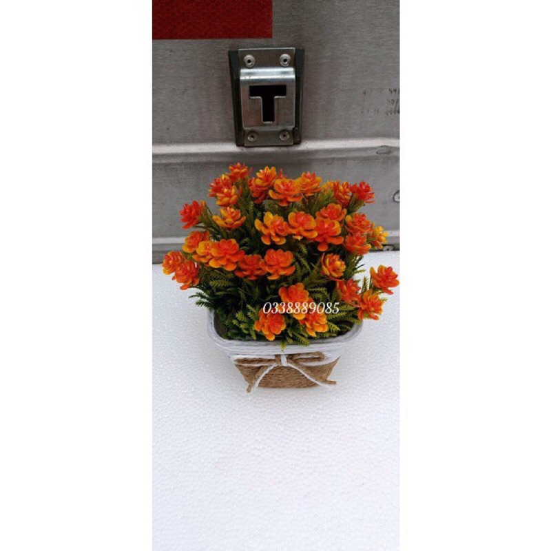 Chậu hoa giả để bàn thiết kế nơ derco siêu xinh,hàng đẹp như hình