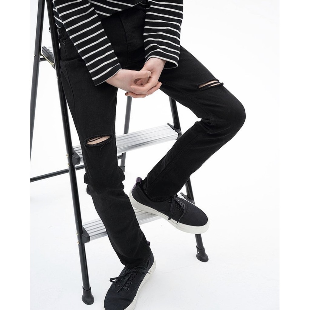 QUẦN JEAN đen skinny rách gối CHUOTTRANG | BigBuy360 - bigbuy360.vn