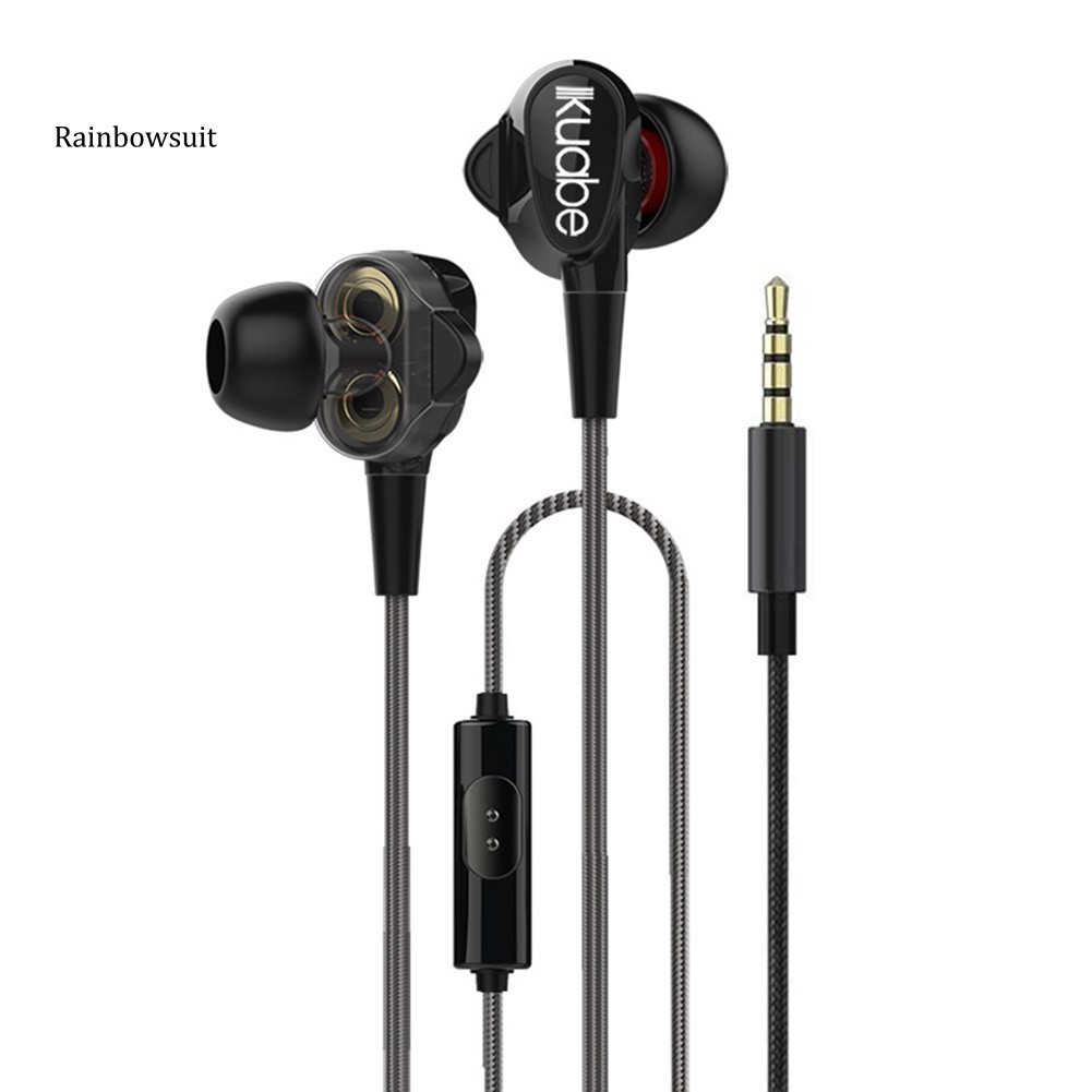 【RB】Kuabe s600 HIFI Heavy Bass Sport Earbuds Wired In-ear Earphones with Microphone