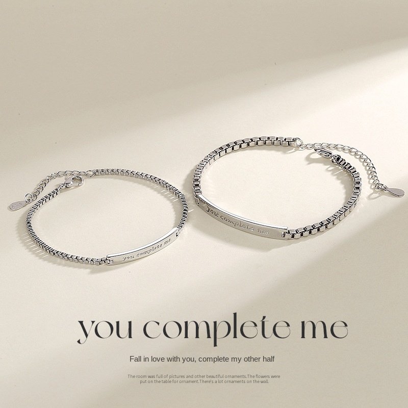 Vòng Đeo Tay Cặp Đôi In Chữ You Make Me Complete White Thời Trang