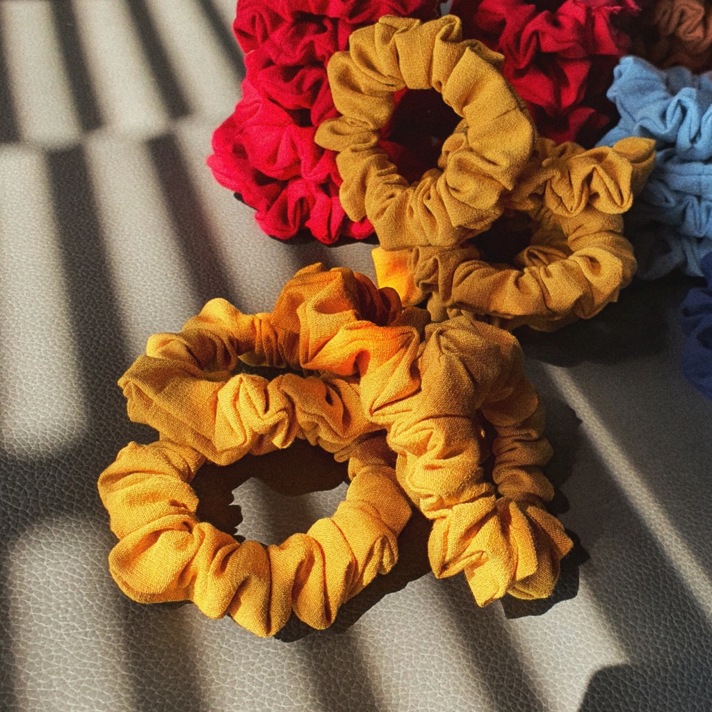 Dây Buộc Tóc Scrunchies Mini AlittleMORE Nhỏ Xinh Linen Màu Pastel Vintage Cột Tóc Đẹp Dễ Thương