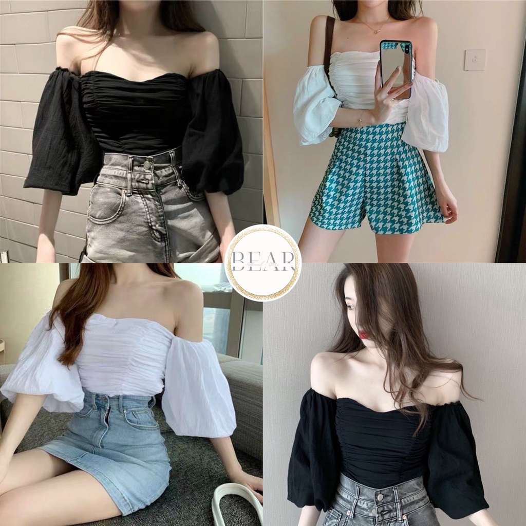 ÁO CROPTOP KIỂU NỮ XỐP TAY PHỒNG style Châu Âu- AK0023 | bear.story