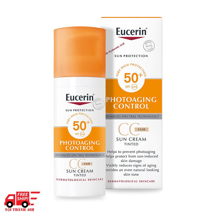 Kem chống nắng SPF 50+ có màu phấn Eucerin Sun Creme Tinted CC Fair SPF 50+