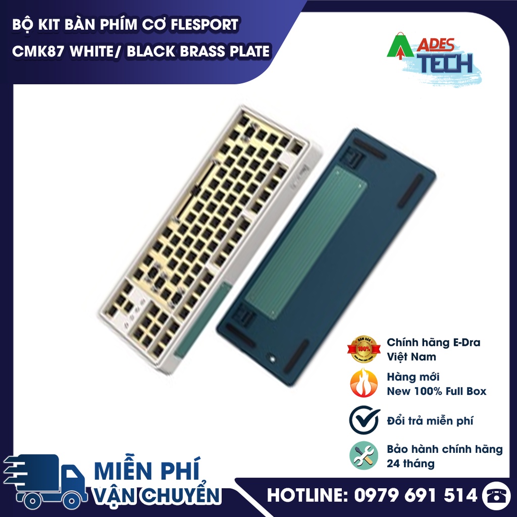 KIT Bàn Phím Cơ FLEsport CMK87 White / Black Brass Plate | Plate Đồng Chắc Chắn | 1 Mode | Bảo Hành 12 Tháng