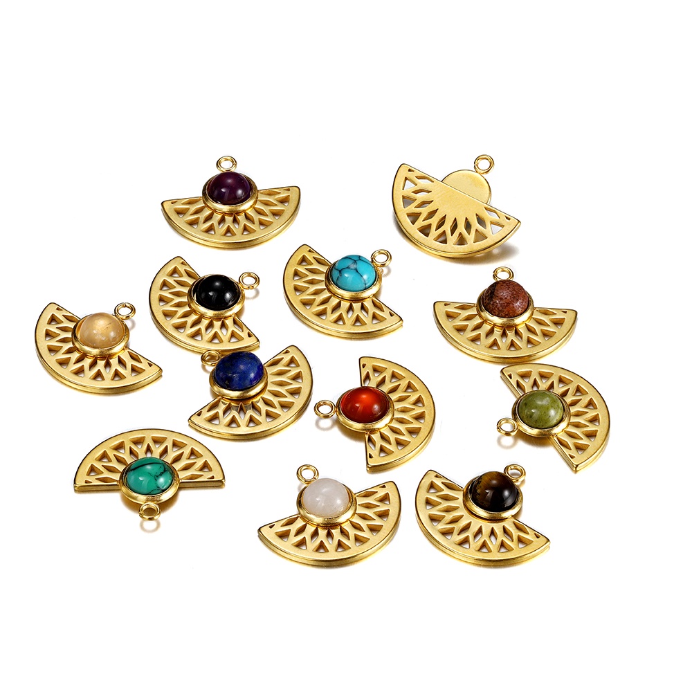 St.kunkka Bộ 5 Mặt Dây Chuyền Hình Quạt Bằng Thép Không Gỉ