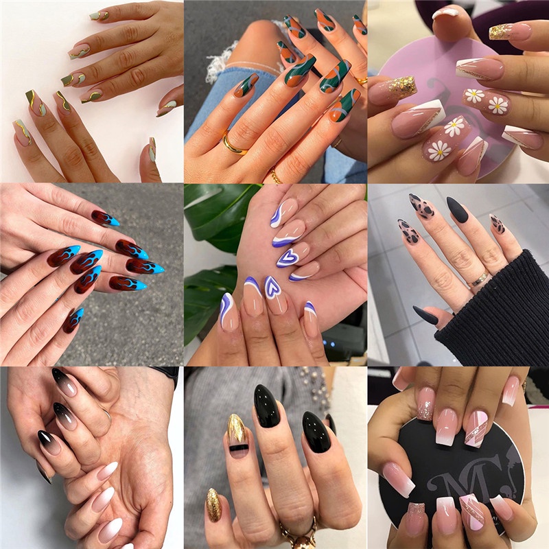 Bộ 24 Móng Tay Giả Cao Gót Gợn Sóng Màu Tím Che Phủ Toàn Diện Có Thể Tháo Rời (Không Kèm Keo) dreamdiary